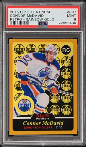 2015 O-Pee-Chee Platinum Retro Connor Mcdavid Retro-Rainbow Gold front