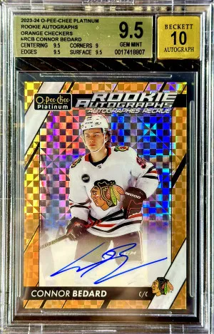 Connor bedard Orange checkers auto /15 BGS 9.5 front