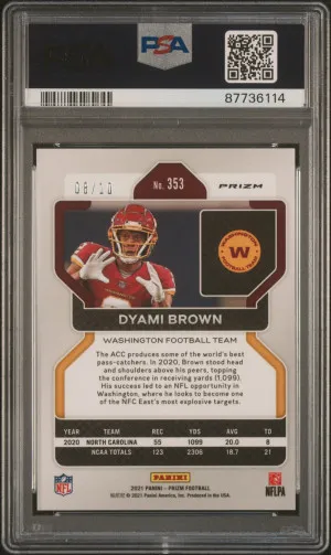 2021 Panini Prizm Dyami Brown Gold Prizm back