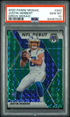 2020 Panini Mosaic Justin Herbert Green Mosaic front