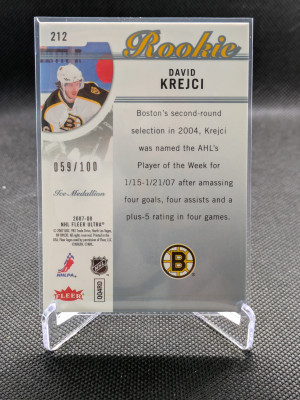 07-08 Ultra - Ice Medallion - David Krejci /100 #212 back