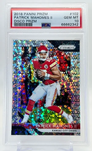 2018 Panini Prizm Patrick Mahomes Uh II Disco Prizm PSA 10 - 2nd Year front