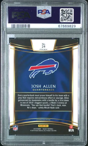 2018 Panini Select Josh Allen Silver Prizm PSA 9 Rookie back