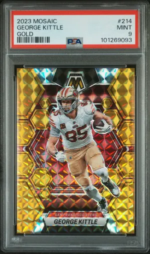 2023 Panini Mosaic George Kittle Gold /10 PSA 9 front