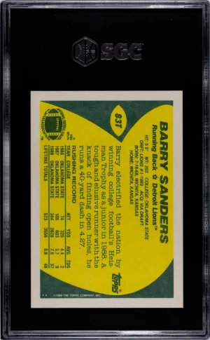 1989 Topps Traded #83T Barry Sanders SGC 9.5 back