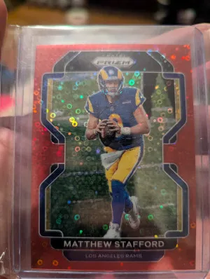 2021 Prizm Mathew Stafford no huddle orange disco /50 front