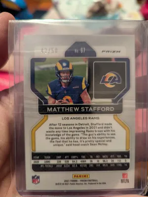 2021 Prizm Mathew Stafford no huddle orange disco /50 back