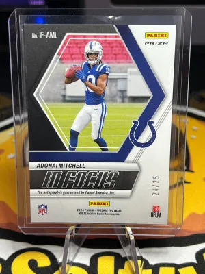 2024 Mosaic Adonai Mitchell In Focus Choice Fusion Green Black Auto /25 COLTS back