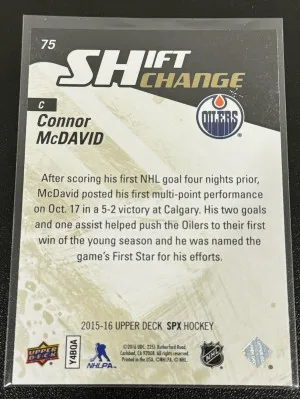 2015-16 SPX Connor McDavid Shift Change Rookie back
