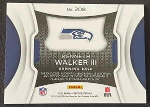 2022 Certified Freshman Fabric Kenneth Walker III RPA #1/50 back