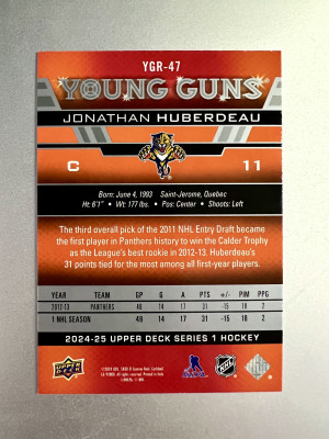 2024-25 Upper Deck Series 1 Jonathan Huberdeau back