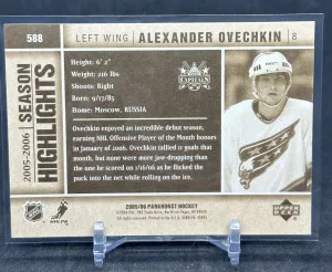 Alexander Ovechkin 2005-06 Parkhurst Season Highlights #588 “The Goal” Rookie RC back