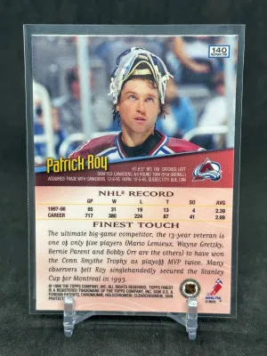 Patrick Roy 1998-99 Topps Finest Refractor With Peel #140 Avalanche back