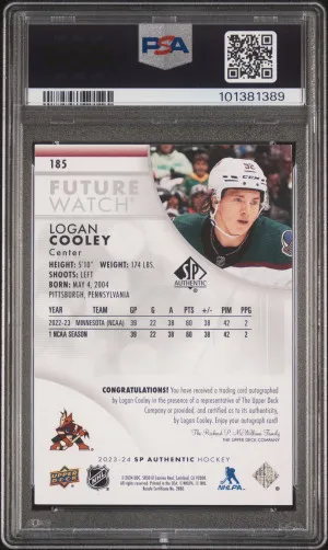 2023 Sp Authentic Logan Cooley Autograph back