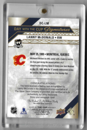 Lanny McDonald | 2019 The Cup | Day With The Cup Signatures #DC-LM back