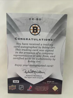 2008-09 Upper Deck The Cup Enshrinements Bobby Orr Autograph Auto 10/50 Bruins back