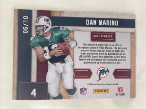Dan Marino 2012 Absolute Canton Auto Game Worn Jersey Patch 06/10 #4 back