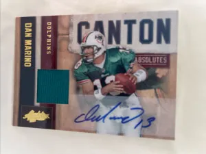 Dan Marino 2012 Absolute Canton Auto Game Worn Jersey Patch 06/10 #4 front