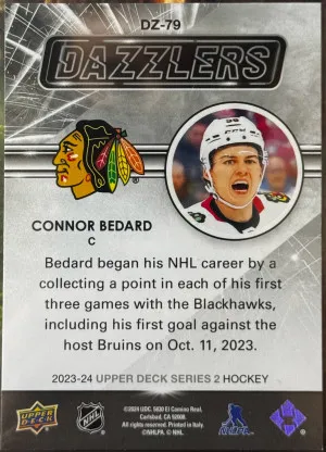 2023-24 Upper Deck Series 2 - Dazzlers Green #DZ-79 Connor Bedard (RC) back