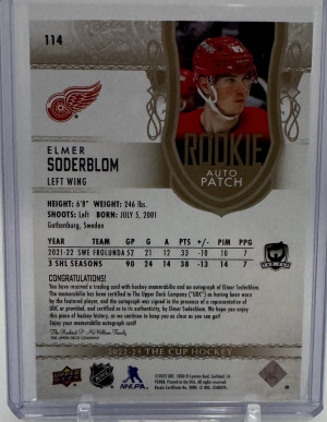 Elmer Soderblom Gold Cup RPA /24 Rookie Patch Auto back