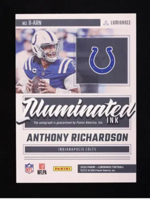 Anthony Richardson 2024 Panini Luminance Illuminated Ink Green II-ARN /10 back