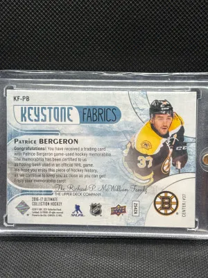 2016 Ultimate Patrice Bergeron Keystone Fabrics 3-color #/49 back