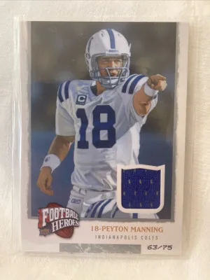 18-PEYTON MANNING FOOTBALL HEROES UPPERDECK PATCH CARD 63/75 front