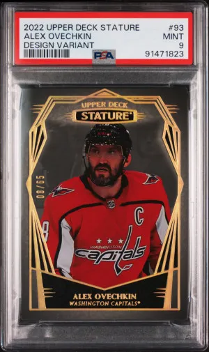 2022 Upper Deck Stature Alex Ovechkin Design Variant Jersey Number 8/65 PSA 9 front