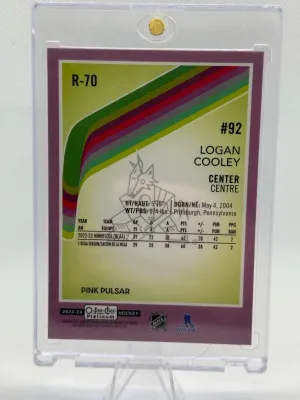 2023-24 OPC Platinum Logan Cooley Pink Pulsar Rookie back