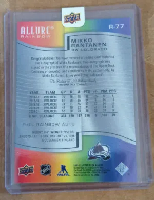 2021-22 Allure Mikko Rantanen Full Rainbow Auto back