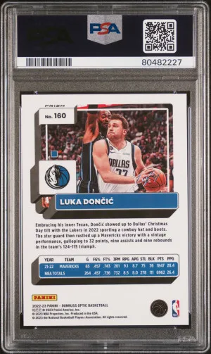 2022 PANINI DONRUSS OPTIC LUKA DONCIC FAST BREAK BLACK DISCO TRUE 1/1 PSA 9 #160 back