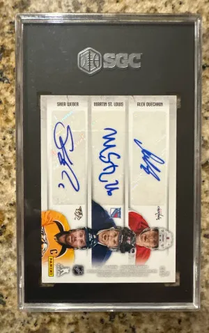 2013 Panini Contenders 6-Way Auto Ovechkin Weber St. Louis Selanne Sakic Bourque back