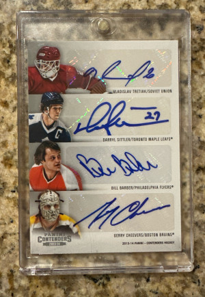 2013 Panini Contenders 8-Way Auto Stastny Salming Robinson Vachon Tretiak Sittler Barber Cheevers front