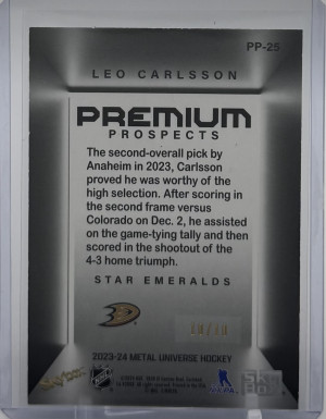 Leo Carlsson Rookie Premium Prospects Emerald /10 back