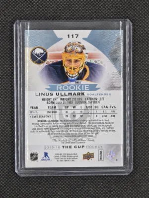 2015-16 Upper Deck The Cup Rookie Auto Patch /249 - Linus Ullmark back