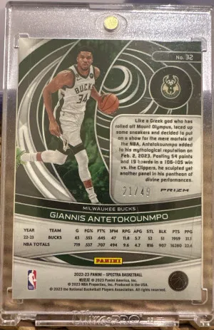 2022 Panini Spectra Giannis Antetokounmpo /49 back