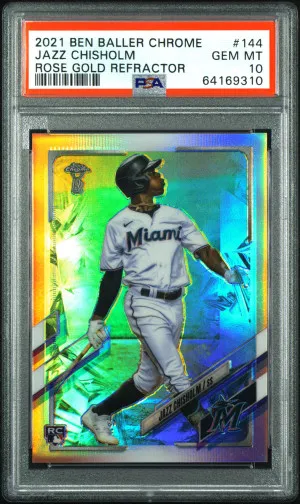 2021 Topps Chrome Ben Baller Jazz Chisholm Rose Gold Refractor /10 front
