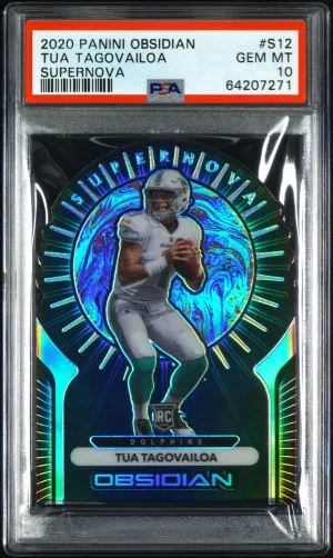 2020 Panini Obsidian Tua Tagovailoa Supernova /35 Rookie front