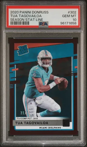 2020 Panini Donruss Tua Tagovailoa Season Stat Line /71 front