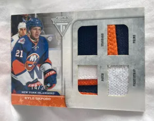 Kyle Okposo 2012 Panini Titanium Game Worn Patch 14/25 front
