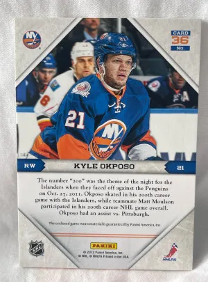 Kyle Okposo 2012 Panini Titanium Game Worn Patch 14/25 back