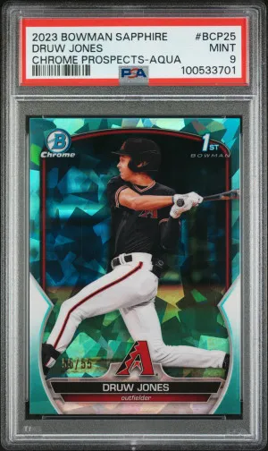 2023 Bowman Sapphire Edition Chrome Prospects Druw Jones Chrome Prospects-Aqua front