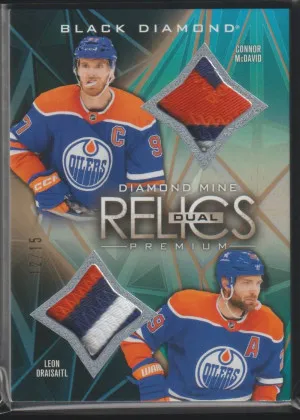 Connor McDavid / Leon Draisaitl Black Diamond 2024-25 Dual Relics Patch /15 front