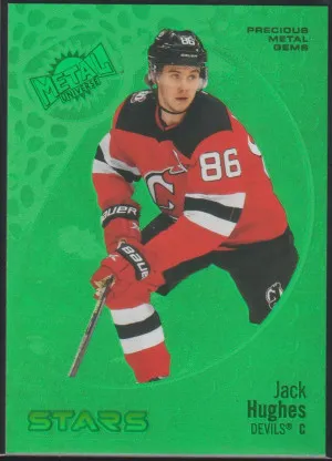 Jack Hughes Metal Universe 2022-23 Green PMG /10 front