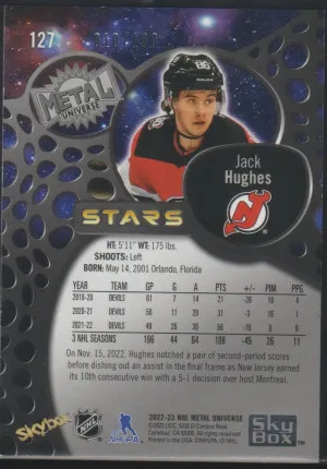 Jack Hughes Metal Universe 2022-23 Green PMG /10 back