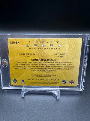 Kirill Kaprizov/matt Boldy 1/1 Dual Auto back