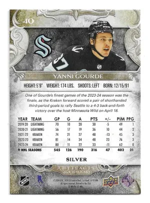2024-25 Artifacts #40 Yanni Gourde - Seattle Kraken back