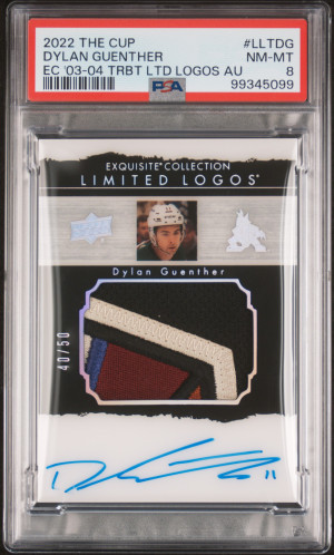 2022 Upper Deck The Cup Exquisite Collection 2003-04 Limited Logos Autograph Patches Dylan Guenther Ec '03 Limited Logo Auto Pat front
