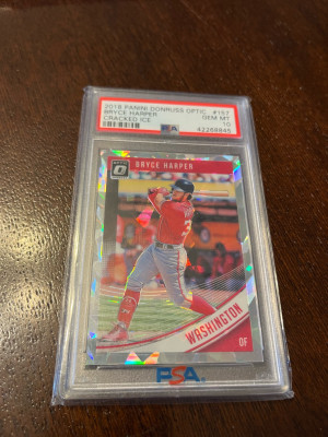 2018 Optic Bryce Harper Cracked Ice Prizm /7! Psa 10! Pop 1 front