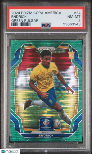 2024 Panini Prizm Conmebol Copa America Endrick Green Pulsar 1/5 #24 PSA 8 front